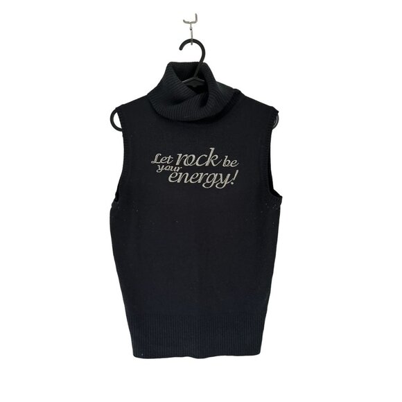 TERRANOVA LET ROCK BE YOUR ENERGY Knitted top sweater turtleneck black size med - Picture 1 of 6